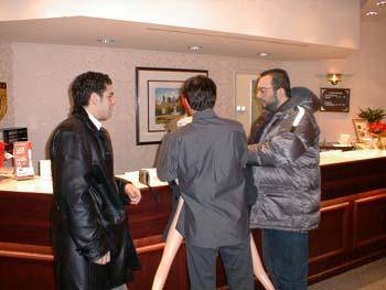 Chris, Sotiri,  Panagioti-getting Julie ready